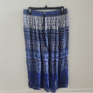 Boho Blue Patterned Maxi Skirt